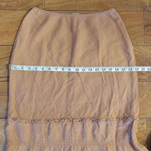 VTG Odille Anthropologie Beige Pull On 100% Linen Midi Skirt Size Medium - Picture 16 of 16